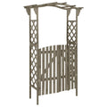 vidaXL Pergola Outdoor Pergola Garden Arch with Gate for Deck Solid Wood Fir