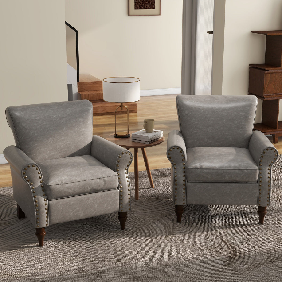DREAMSIDEA Accent Chairs Upholstered Pattern Morden Armchair Comfy Linen Fabric Single Sofa for Living Room, Pattern White