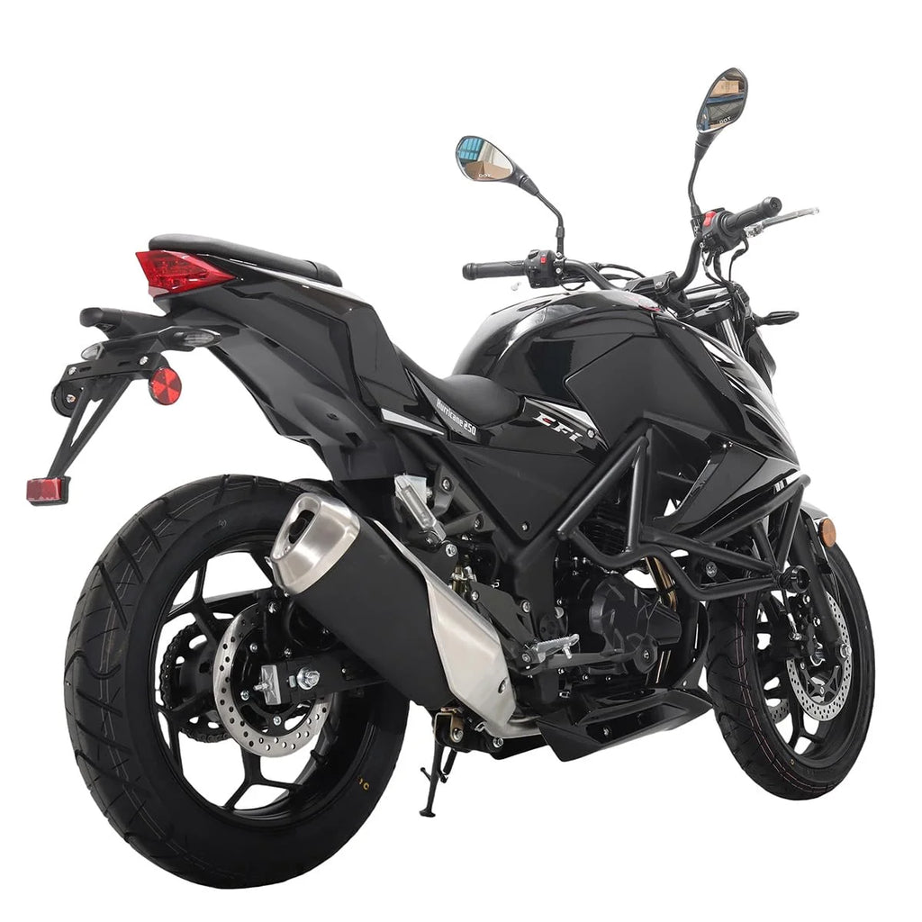 X-Pro Hurricane 250 Electronic Fuel Injection Gas Motorcycle with 6-Speed Manual Transmission, Electric Start! 17" Wheels! Assembled In Crate!