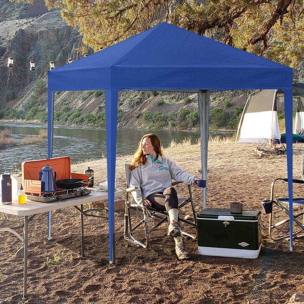 Clipop Portable 10x10ft Pop Up Gazebo, Instant Canopy Waterproof Anti-UV Shelter with 4 Side Panels & Carry Bag,Blue