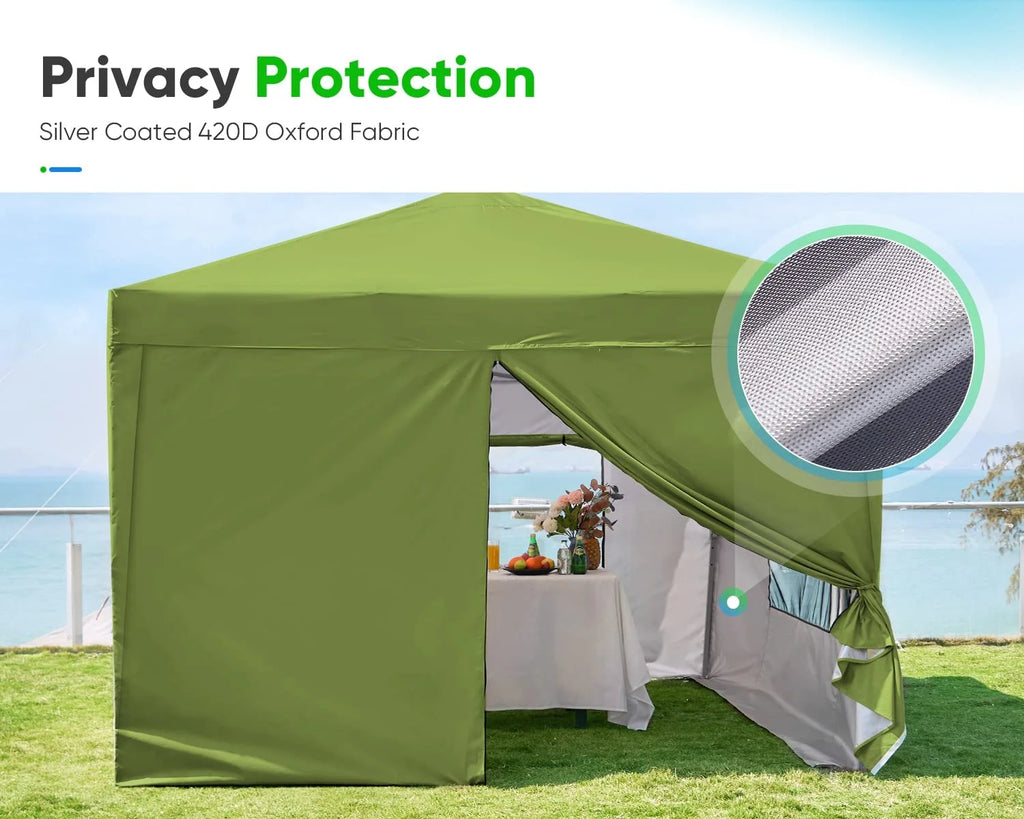 Quictent 8'x8' Pop up Canopy Tent with Sidewalls Instant Outdoor Gazebo Canopy Tent Shelter Enclosed Waterproof, with Wheeled Bag (Pink)