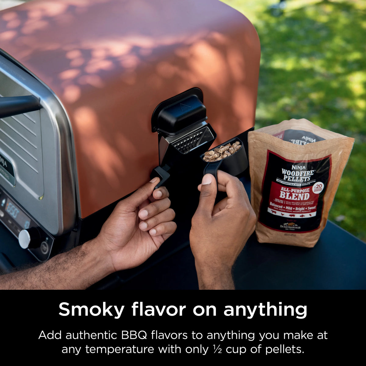 Ninja Woodfire? Pizza Oven, 5-in-1 outdoor oven, 5 Pizza Settings, Ninja Woodfire? Technology, up to 700F heat, BBQ smoker, Electric?