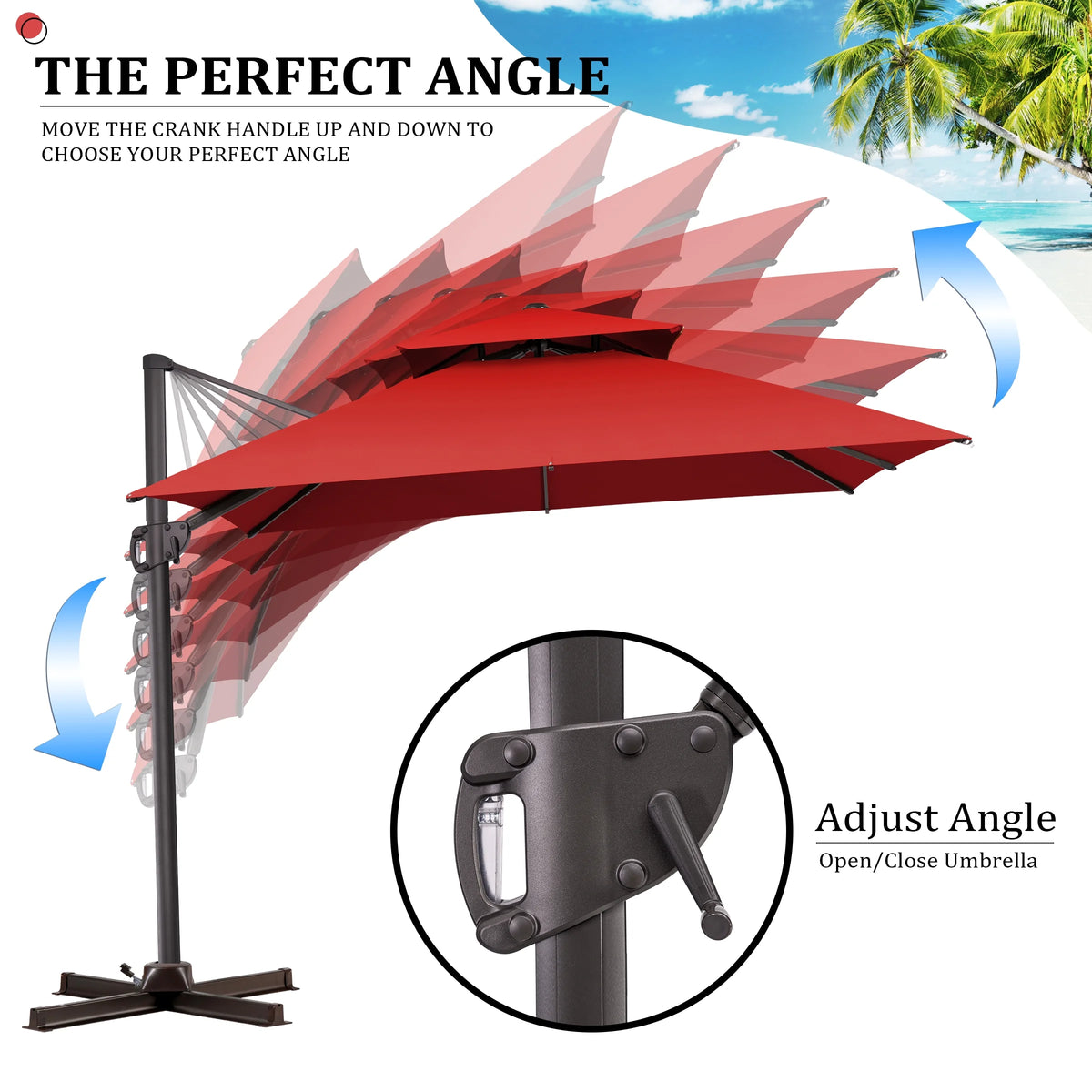 Pellebant 10 ft. x 10 ft. Square Double Top Patio Cantilever Umbrella, Navy Blue