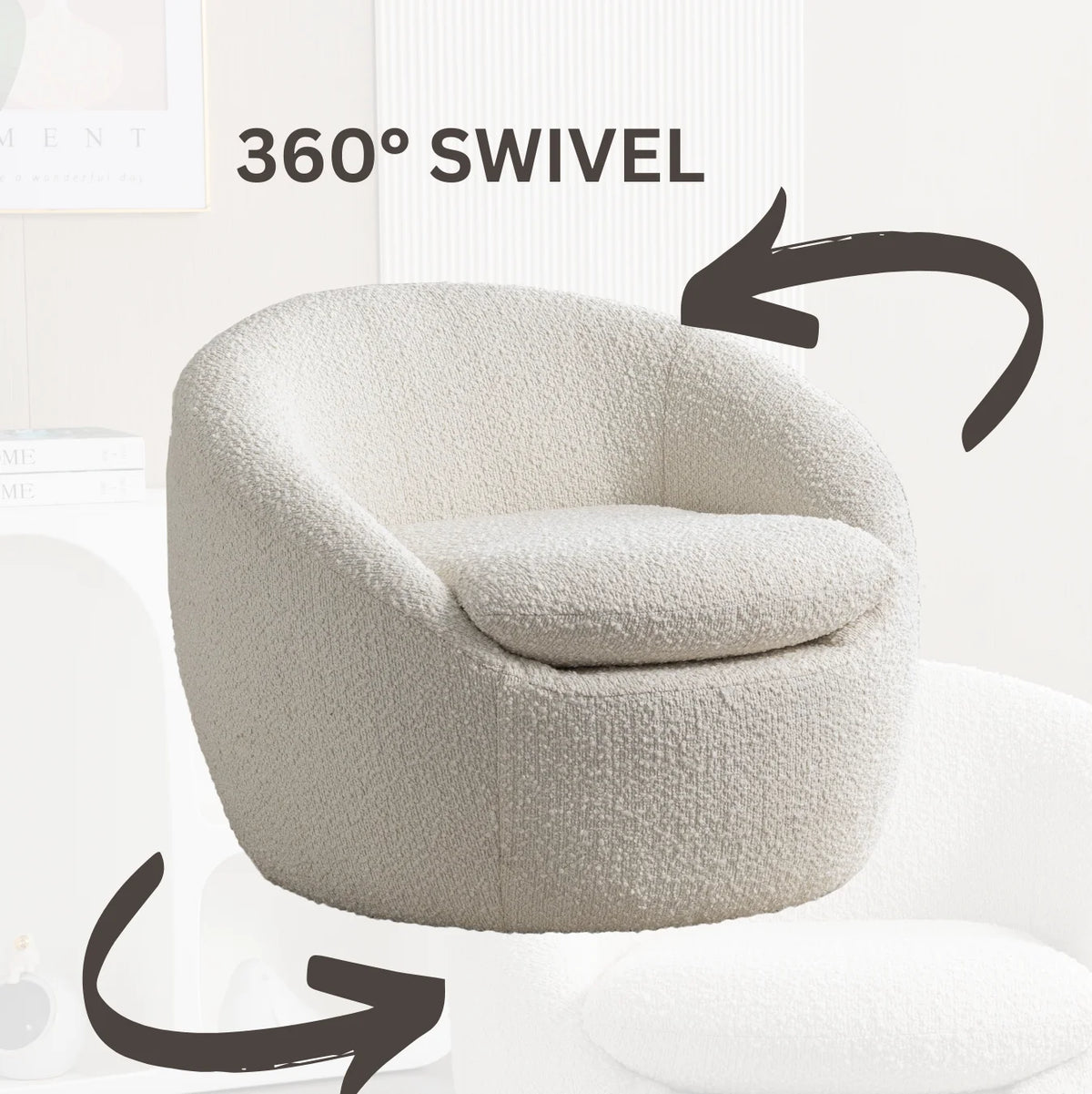 Roundhill Furniture Winnie Modern Barrel Chair, 360 Swivel