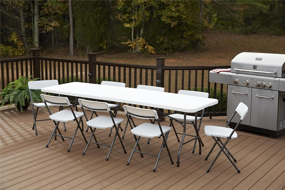 Cosco 8 Foot Centerfold Folding Table, White