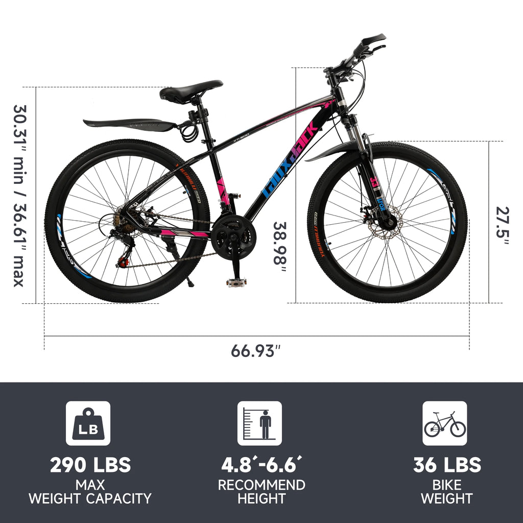 ARTUDATECH 27.5 Inch Mountain Bike, Shimano 21 Speed,  Dual Disc Brake Bike for Men Womens Adult, Full Suspension Bicycle