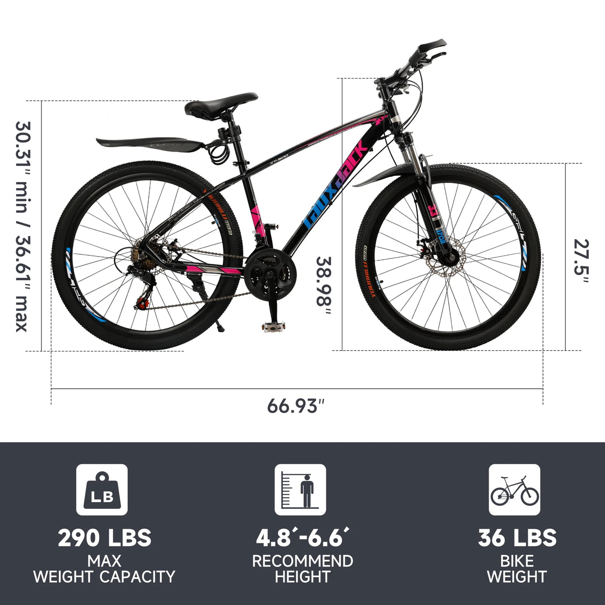 ARTUDATECH 27.5 Inch Mountain Bike, Shimano 21 Speed,  Dual Disc Brake Bike for Men Womens Adult, Full Suspension Bicycle