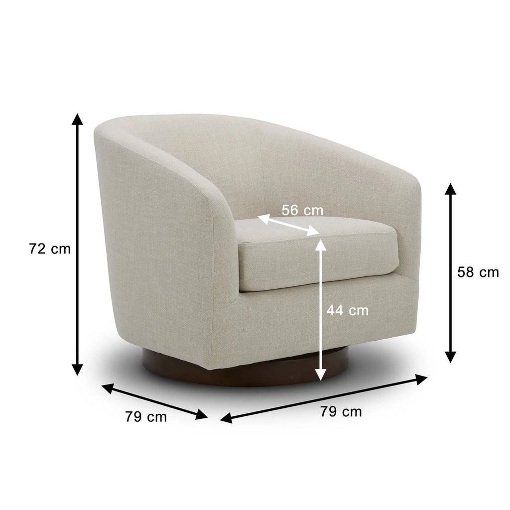Better Homes & Gardens Bradford Wooden Base Modern Swivel Chair, Linen