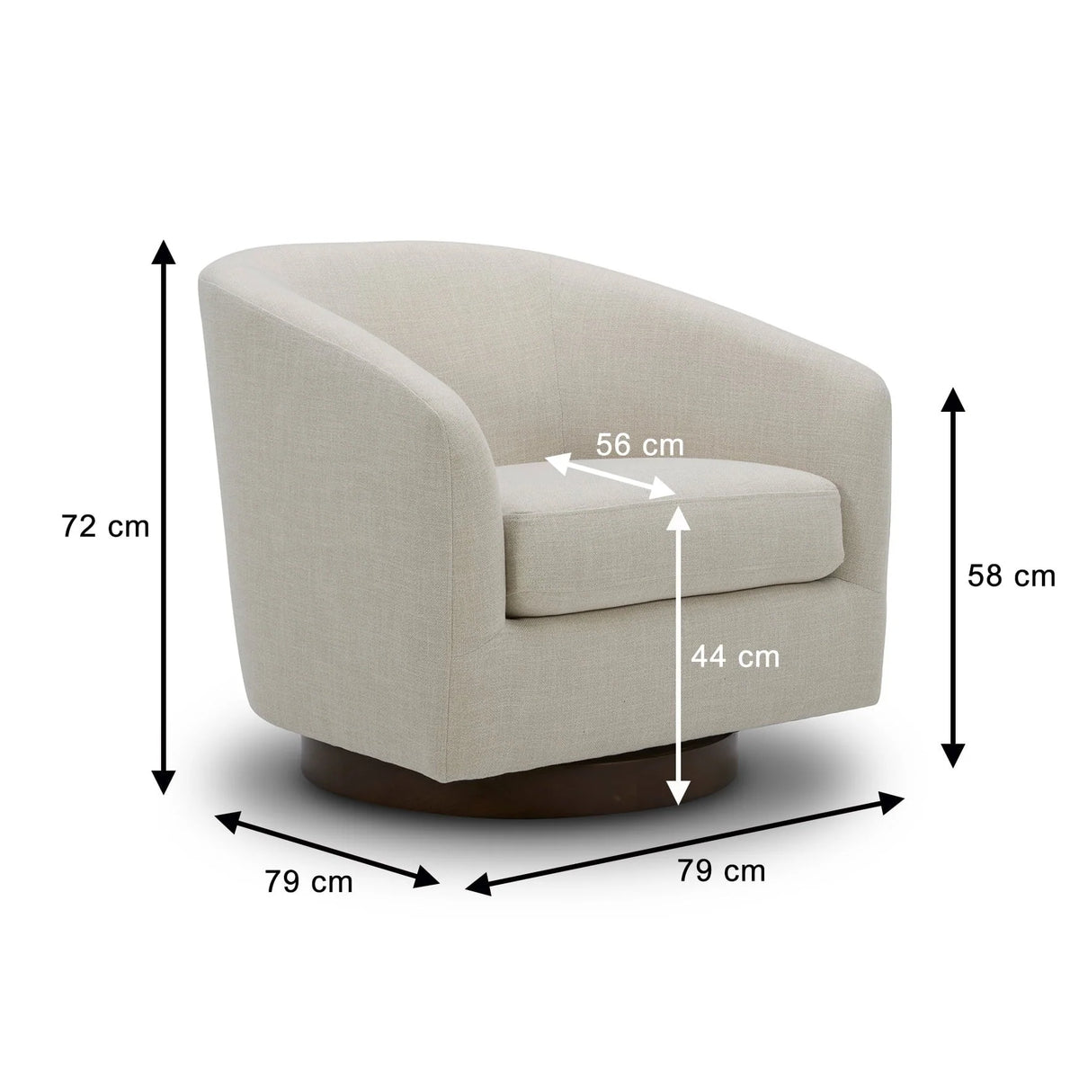 Better Homes & Gardens Bradford Wooden Base Modern Swivel Chair, Linen