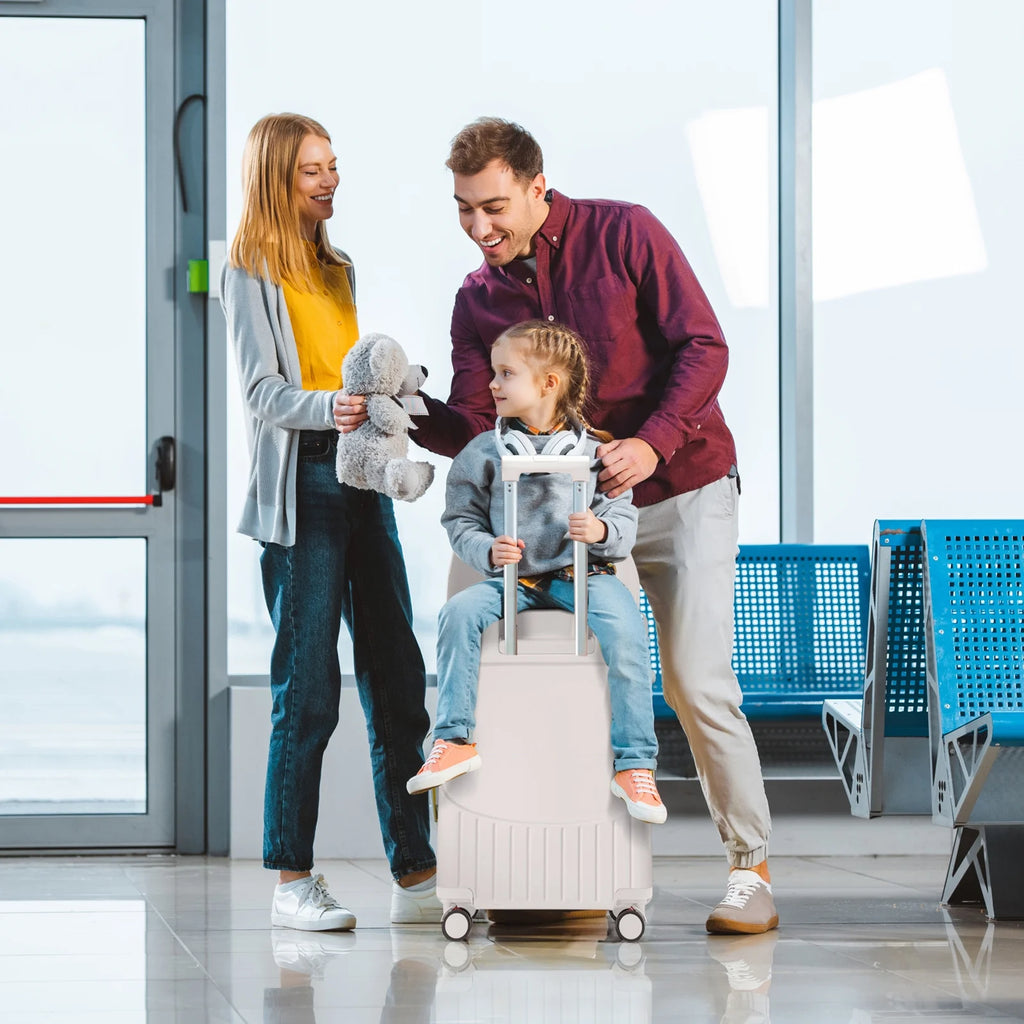 22 Inch TSA Lock Luggage with for Kids& Adult,Check in Lockable Spinner Wheels Free Luggage Cover and Safety Seatbelt Travel Suitcase