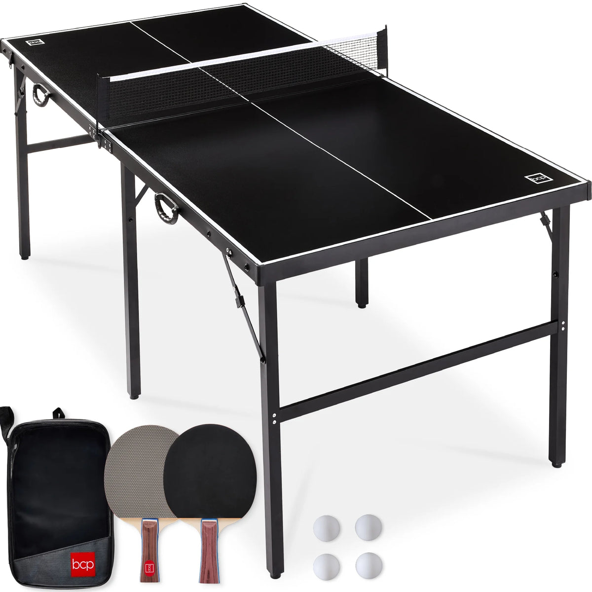 Best Choice Products 6x3ft Portable Ping Pong Table Game Set, Folding Table Tennis w/ 2 Paddles, Balls - Blue