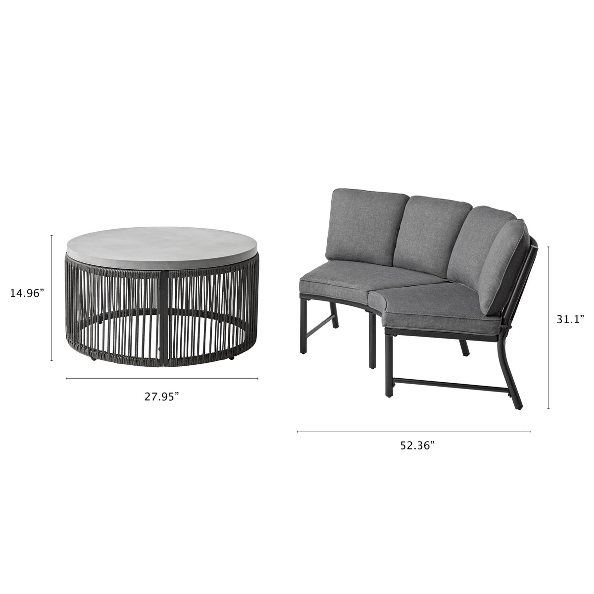 Mainstays Lawson Ridge 3-Piece Curved Sectional Set