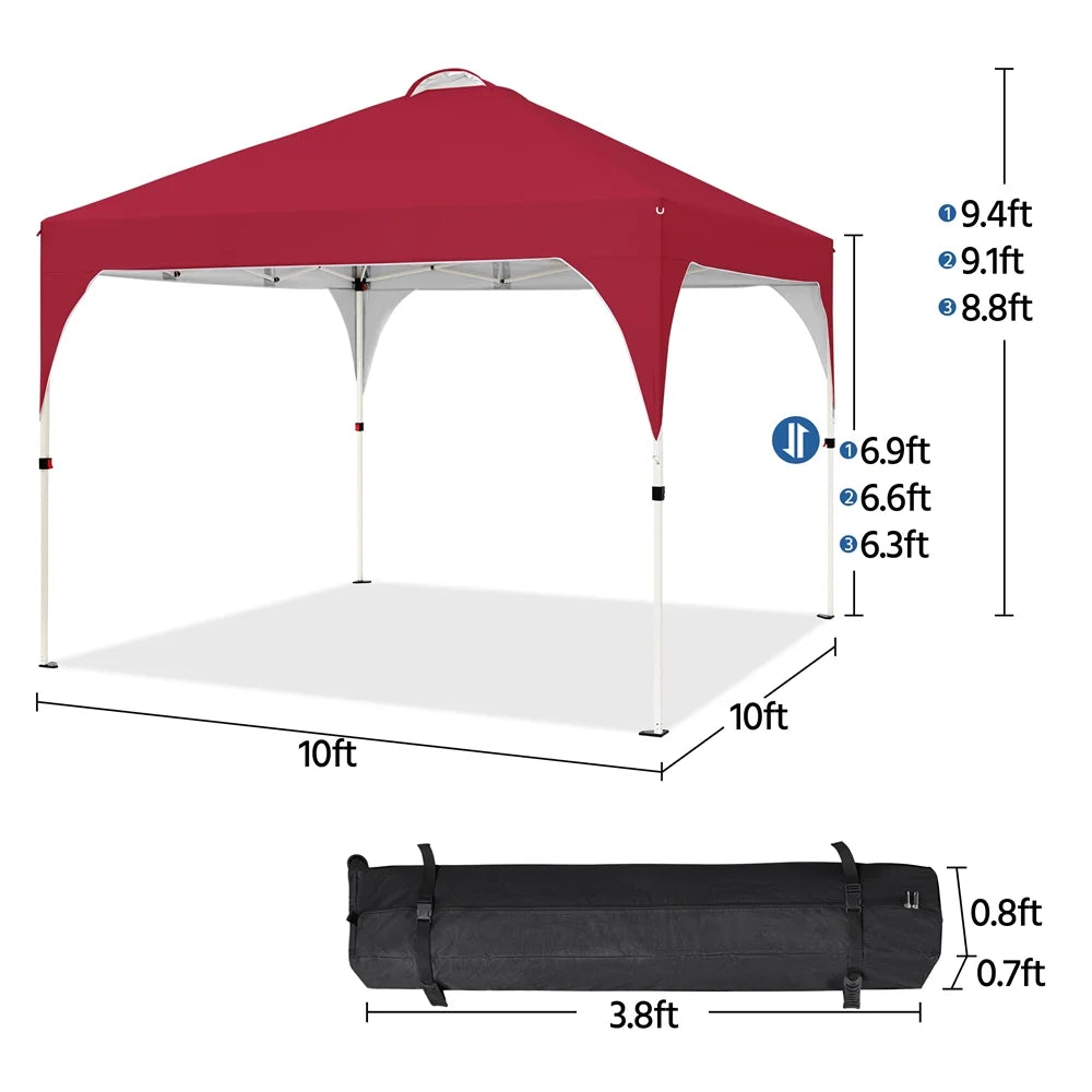 Topeakmart 8x8ft Pop Up Canopy Tent with Adjustable Height and Roller Bag, White