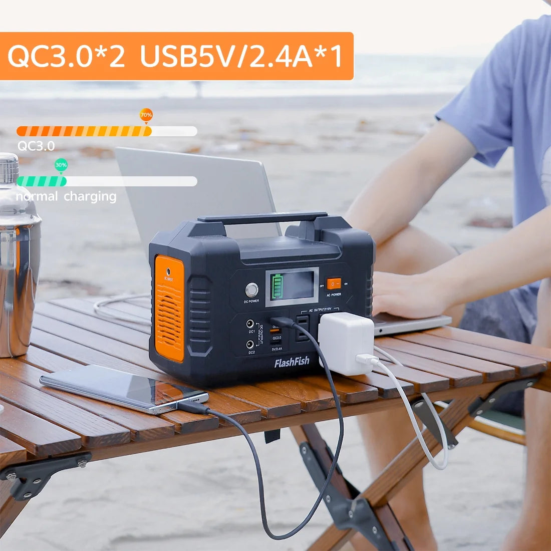 Flashfish 200W Portable Power Station, 40800mAh Solar Generator, Portable Generator for Camping Travel Emergency