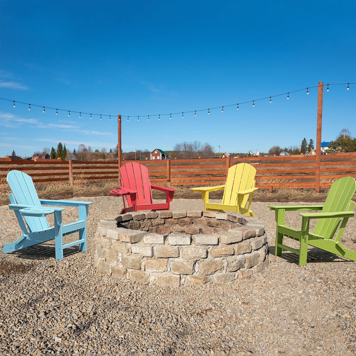 FOOWIN HDPE Plastic Adirondack Chairs Set of 4, Black