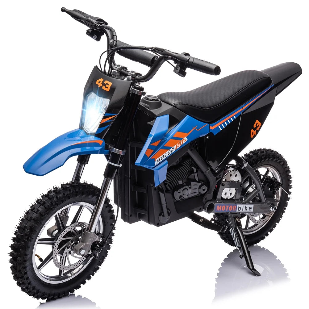 COZONY 36V Kids Electric Dirt Bike,15.5MPH Kids Electric Motorcycle W/ 350W Brushless Motor LED lights, Air-Filled Tires, Leather Seat,Disc Brake,Max Load 175 Lbs,for Kids Ages 14+ Teenagers, Black