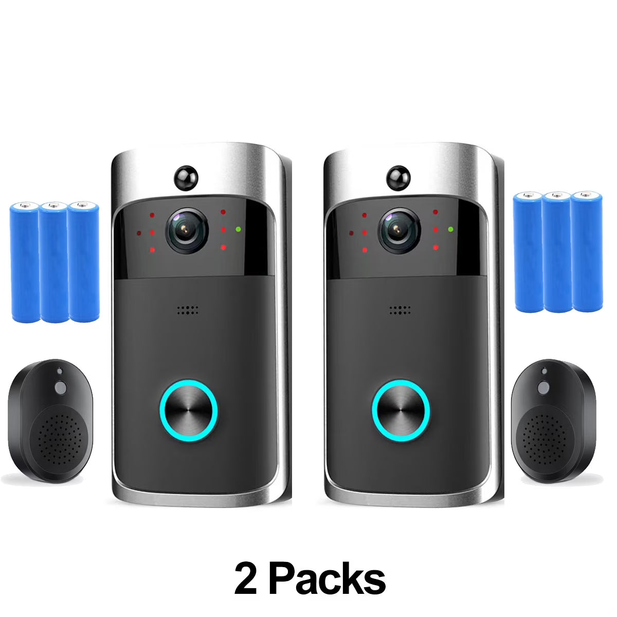 2PCS Ring & Video Doorbell with Camera Wireless WiFi Security Phone Bell 720PHD Video Doorbell Camera, Wireless Doorbell Camera with Chime