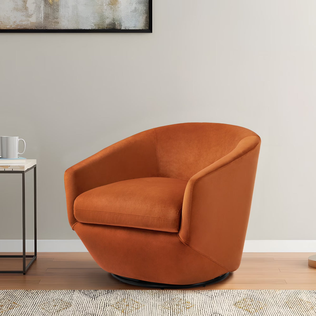 DREAMSIDEA Faux Leather Swivel Accent Chair Sets of 2 360 Swivel Barrel Chair,Swivel Club Sofa for Living Room, Bedroom, Office,Brown