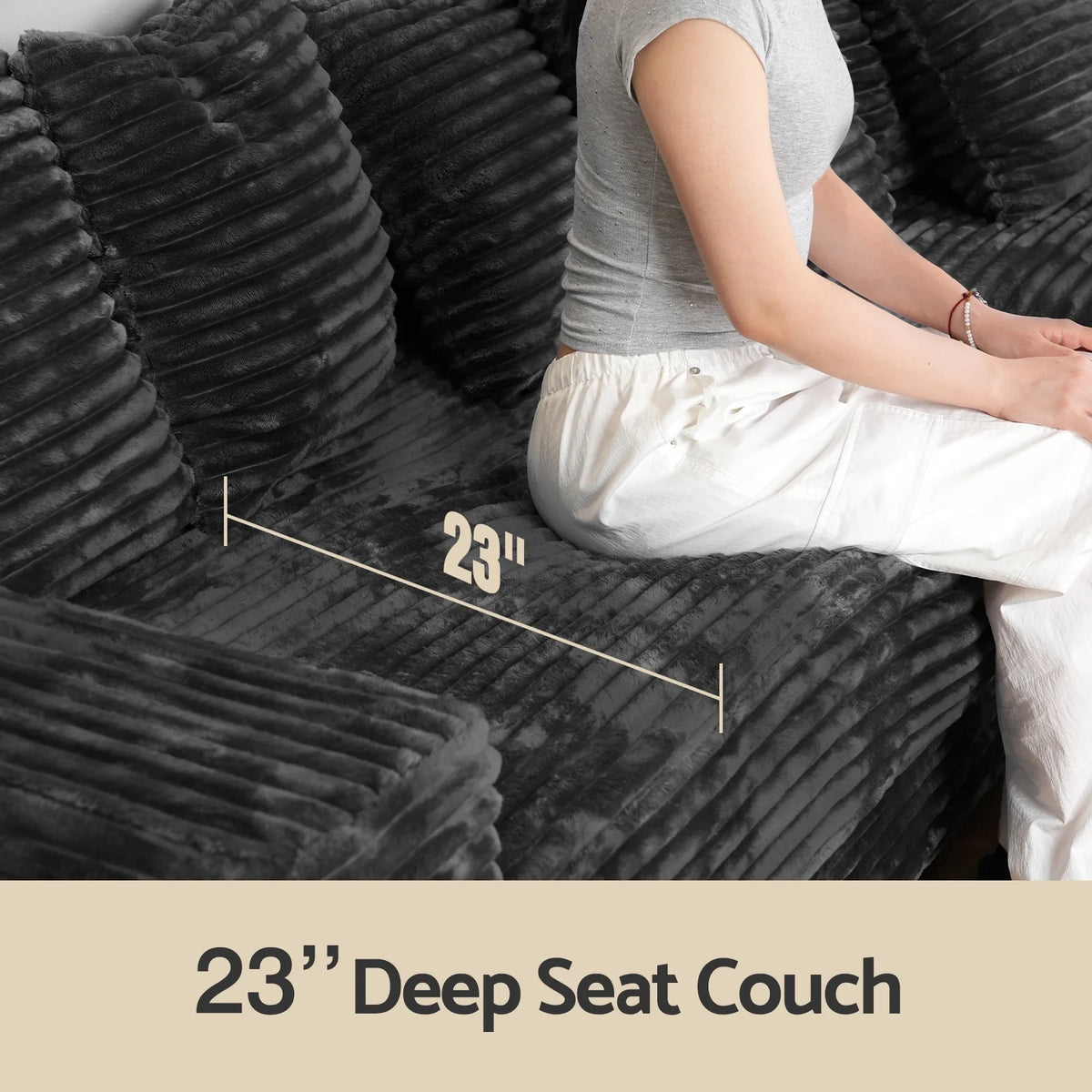 Advwin 110" Oversized L Shaped Sofa with Chaise, Comfy Plush 2-Piece L-Shaped Sectional Couches with 8 Pillows, Soft Fluffy Upholstered Sofa Bed for Living Room Apartment Bedroom, Light Gray