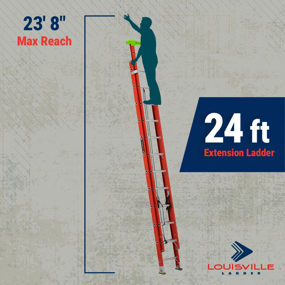 Louisville Ladder 24-Foot Fiberglass Extension Ladder, 300-Pound Load Capacity, Type IA, L-3022-24PT