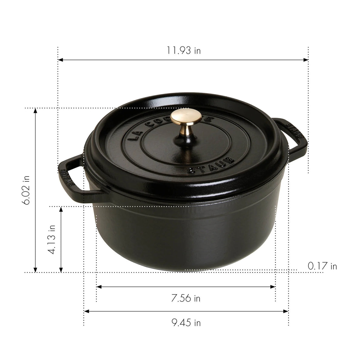 Staub Cast Iron 4-qt Round Cocotte - Matte Black