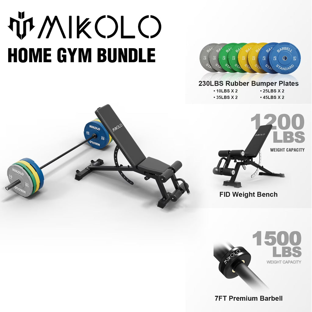Mikolo 7ft Olympic Barbell, Barbell for Weightlifting and Powerlifting 45lb, Olympic Bar for 1500lbs Capacity, Weight Bar Fit 2 Standard Weights