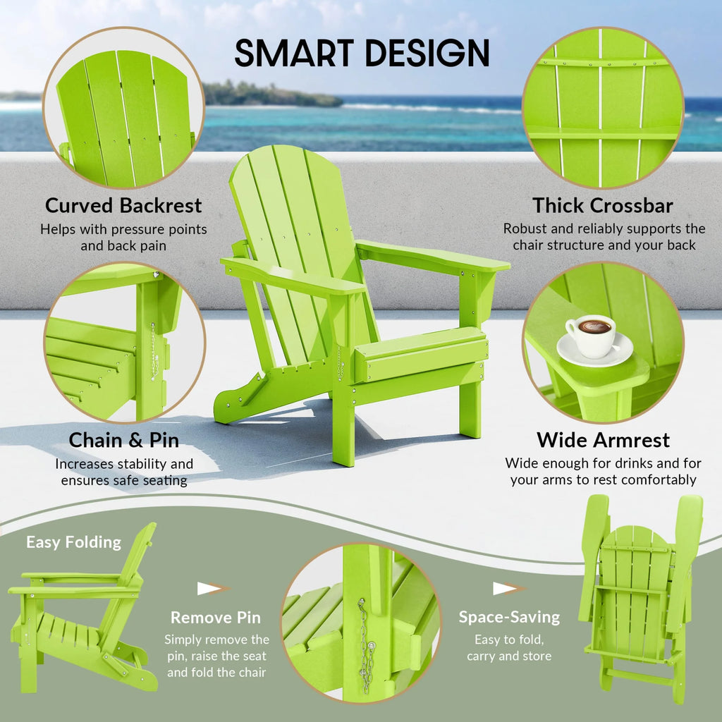 Westintrends Outdoor Folding HDPE Adirondack Chair, Patio Seat, Weather Resistant, Dark Brown