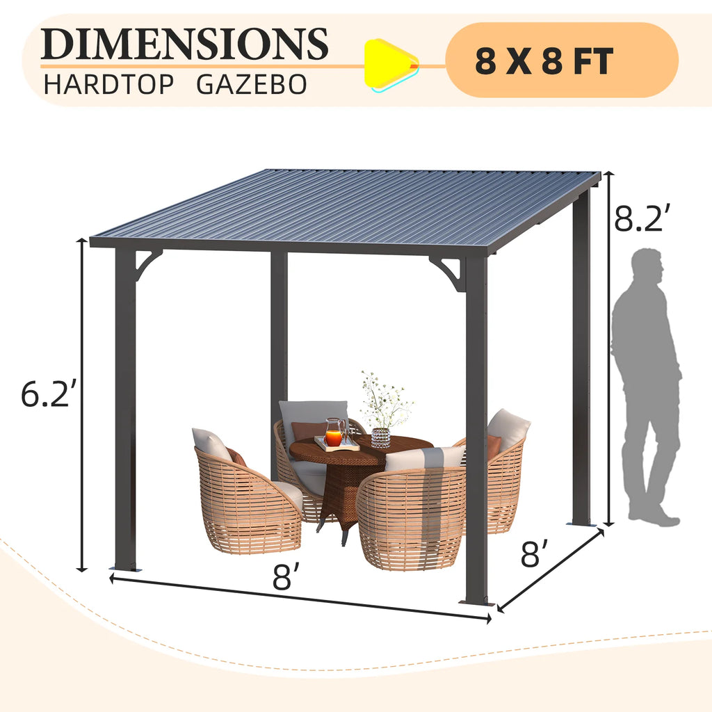 AECOJOY 10' x 12' Hardtop Gazebo, Heavy Duty Outdoor Gazebo with Galvanized Steel Sloping Roof, All Weatherproof Metal Gazebo Featuring Vertical Stripes for Patio, Backyard, and Lawns