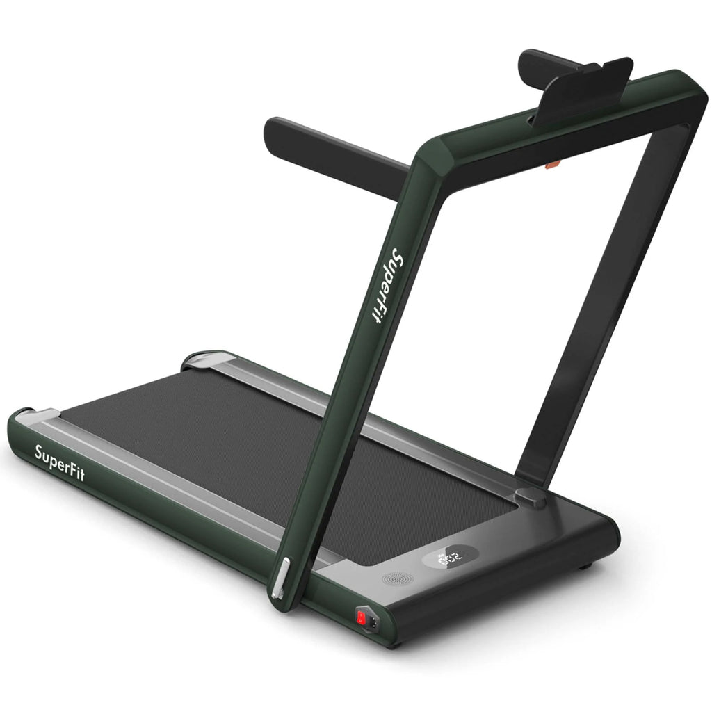 SuperFit Up To 7.5MPH 2.25HP 2 in 1 Dual Display Screen Treadmill Jogging Machine W/APP Control Silver