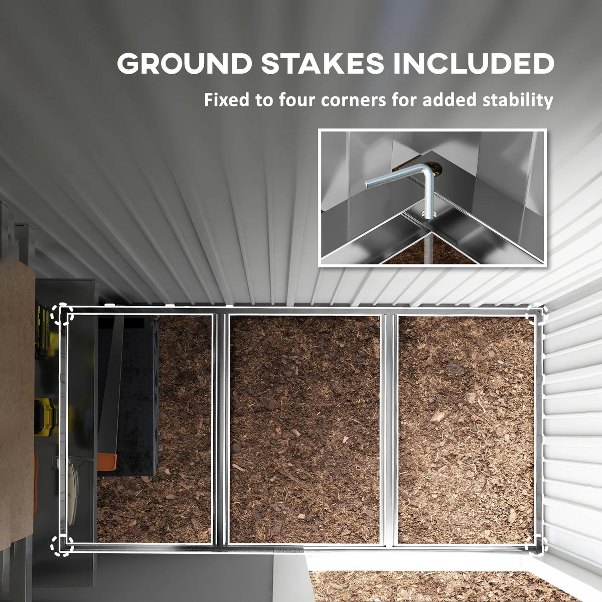 Outsunny Metal Outdoor Storage Shed with Lockable Doors, 3.3' x 3.4', Brown