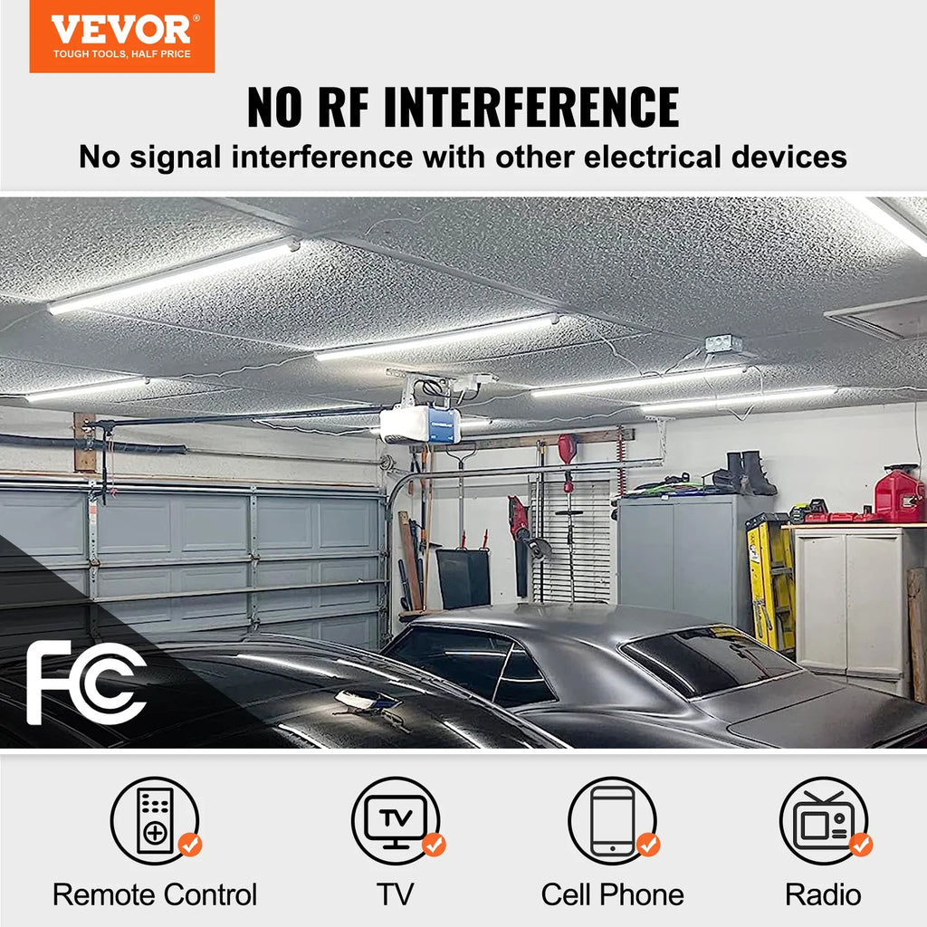 VEVOR 10 Pack LED Shop Light, 8 FT, 80W Linkable Shop Light Fixture, 10000 LM Ceiling Lights 59 in Power Cords with ON/OFF Switch 48 in Connector Cables, for Garage Warehouse Home Workkshop