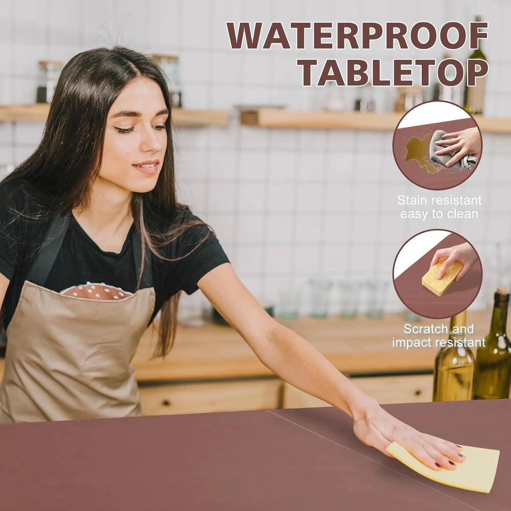 Folding Table with Carry Handle, Portable Fold-in-Half Plastic Table, Rectangle Foldable Table for Indoor