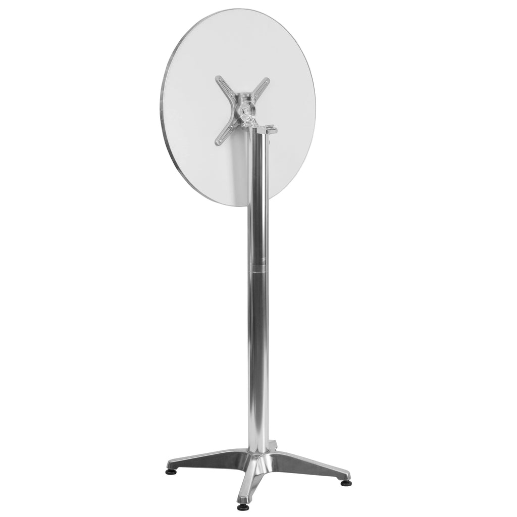 Emma + Oliver 23.25" Round Aluminum Indoor-Outdoor Bar Height Table with Flip-Up Table