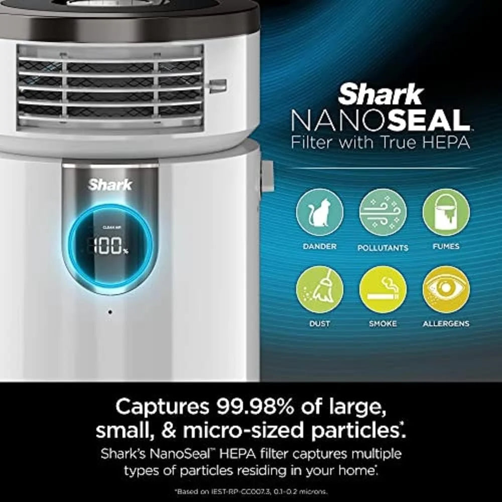 Open Box Shark HC502 3-in-1 Clean Sense Air Purifier MAX, Heater & Fan, HEPA Filter, 1000 Sq Ft, Oscillating, Large Rooms, Kitchens, Captures 99.98% of Particles White