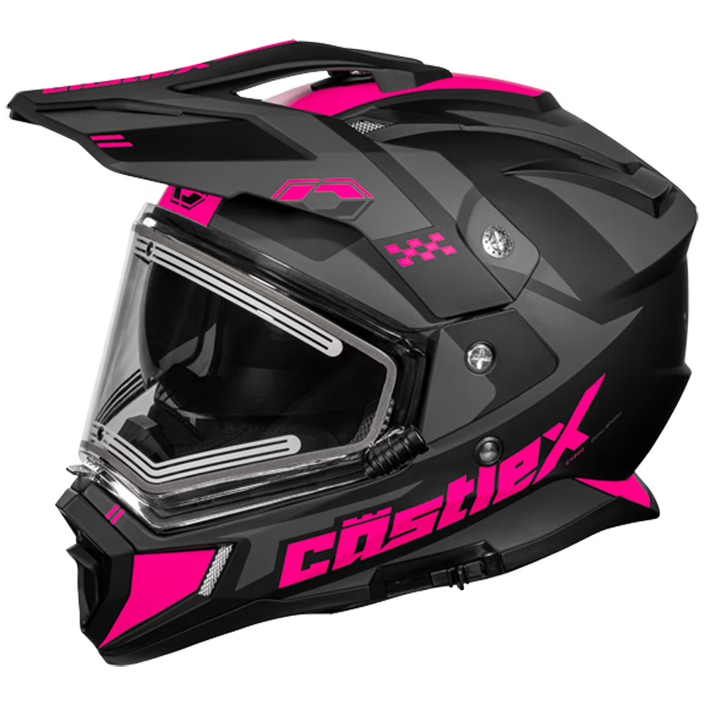 Castle X, 36-28152, Adult Dual Sport Snowmobile Helmet - Heated Shield - CX200 - WRATH - Matte Flo Orange, Small