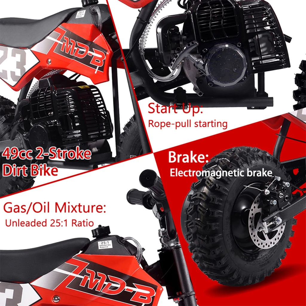 TOXOZERS Dirt Bike for Kids,Gas-Powered Mini Pit Bike with 13 Inch Knobby Tires,25 MPH,Rear Disc Brake,Supports up to 175 lbs,Begin-ner Off Road Motorcycle for Boys Girls,Blue