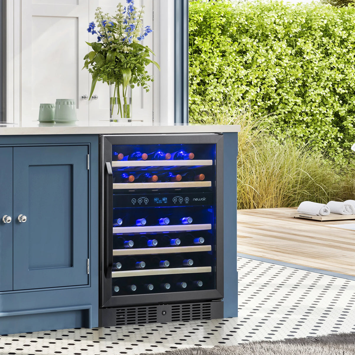 Newair 24-inch 46 Bottle Wine Cooler Refrigerator, Built-in Dual Zone Wine Fridge in Black Stainless Steel for Home, Office or Bar