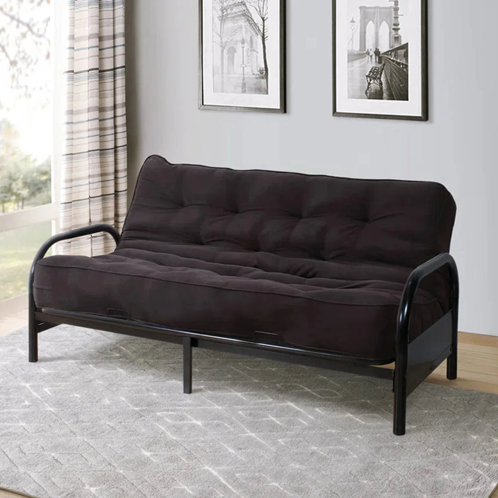 Aukfa 77" Futon Frame Metal Futon Full Size Sofa Bed, Space Save, Black