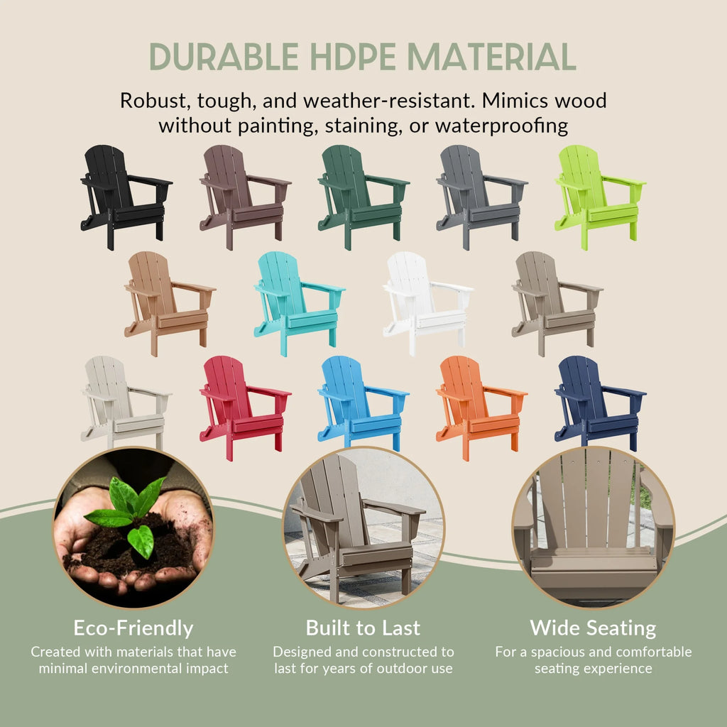Westintrends Outdoor Folding HDPE Adirondack Chair, Patio Seat, Weather Resistant, Dark Brown