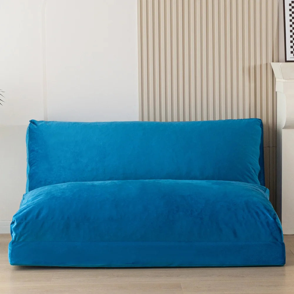Folding Sofa Bed,Extra Thick and Long Fluffy 4 Position Convertible Flip Lounge Chair,Foam Filling Folding Matress Sofa Bean Bag with Washable Cover,Grey,39x95 Inch