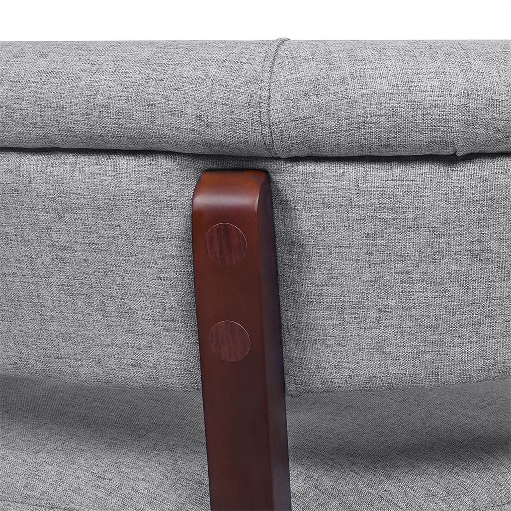 Jennifer Taylor Home Jared Roll Arm Tufted Polyester Fabric Bench, Sky Neutral Beige