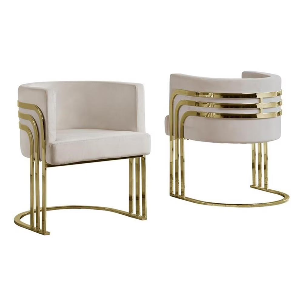 Maklaine Dark Gray Velvet Accent Barrel Leisure Chair with Gold Chrome Legs