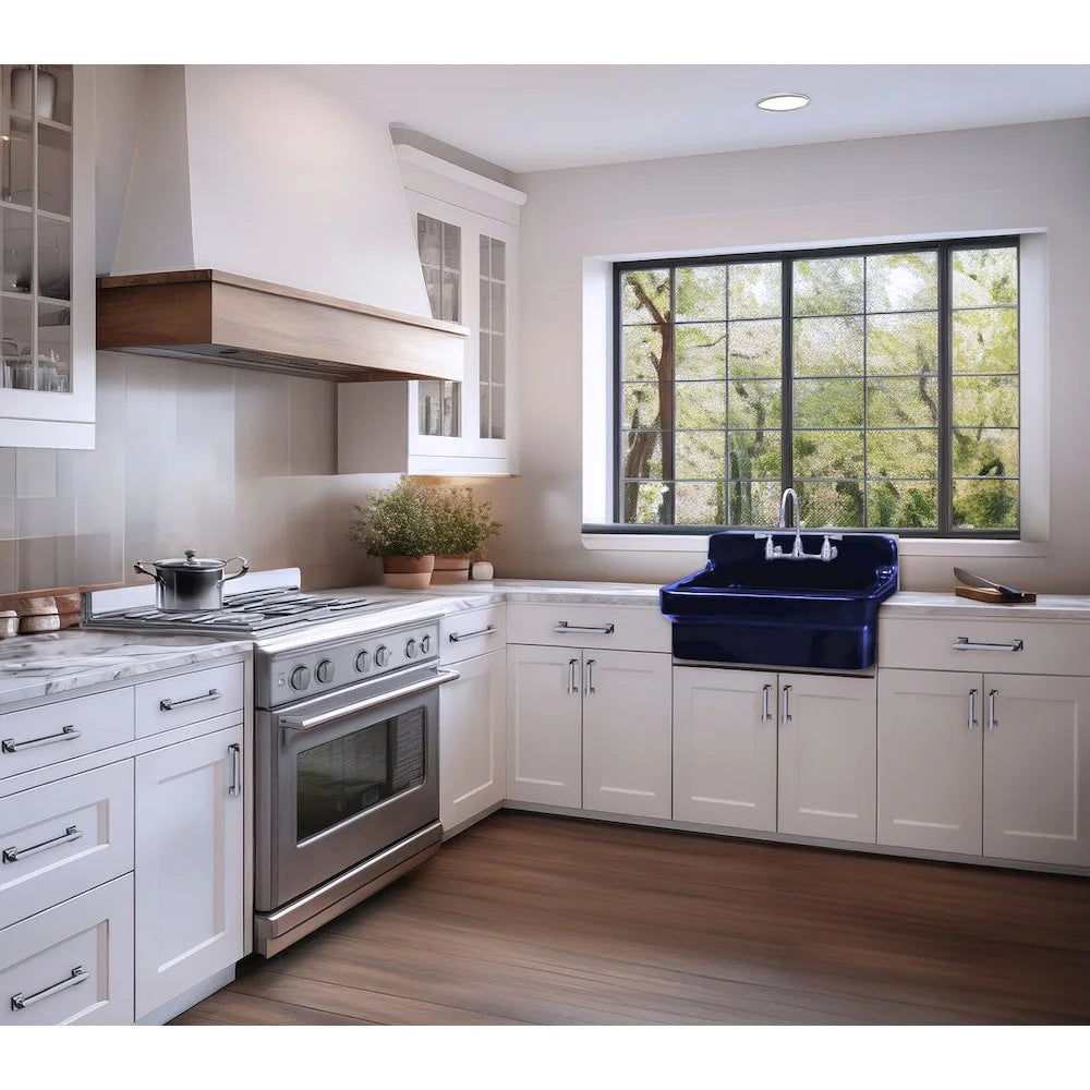 Whitehaus Old Fashioned Country Fireclay Utility Sink with High Backsplash