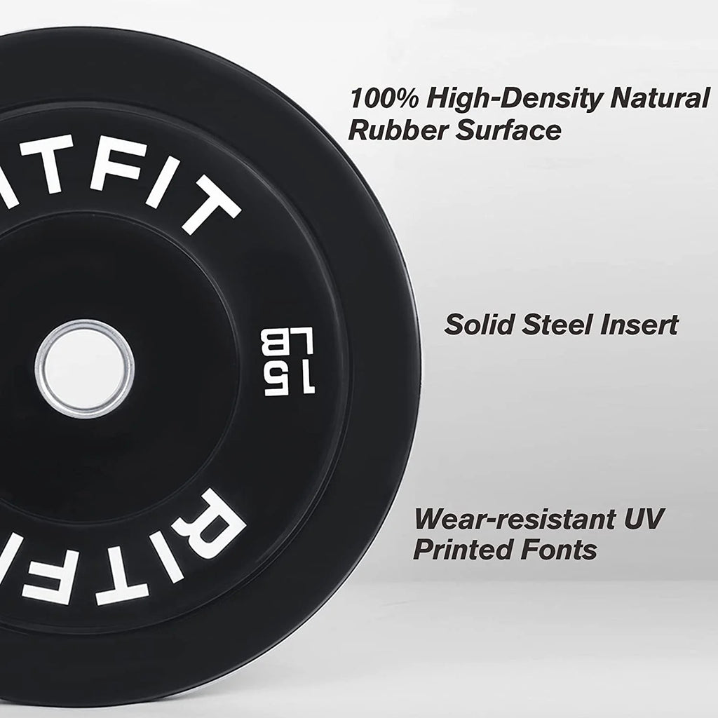 RitFit 45lb Olympic Weight Plate Set of 2, Bumper Plates With Steel Insert, Olympic Barbell Weight Plates for Gym and Home, Single, Pair