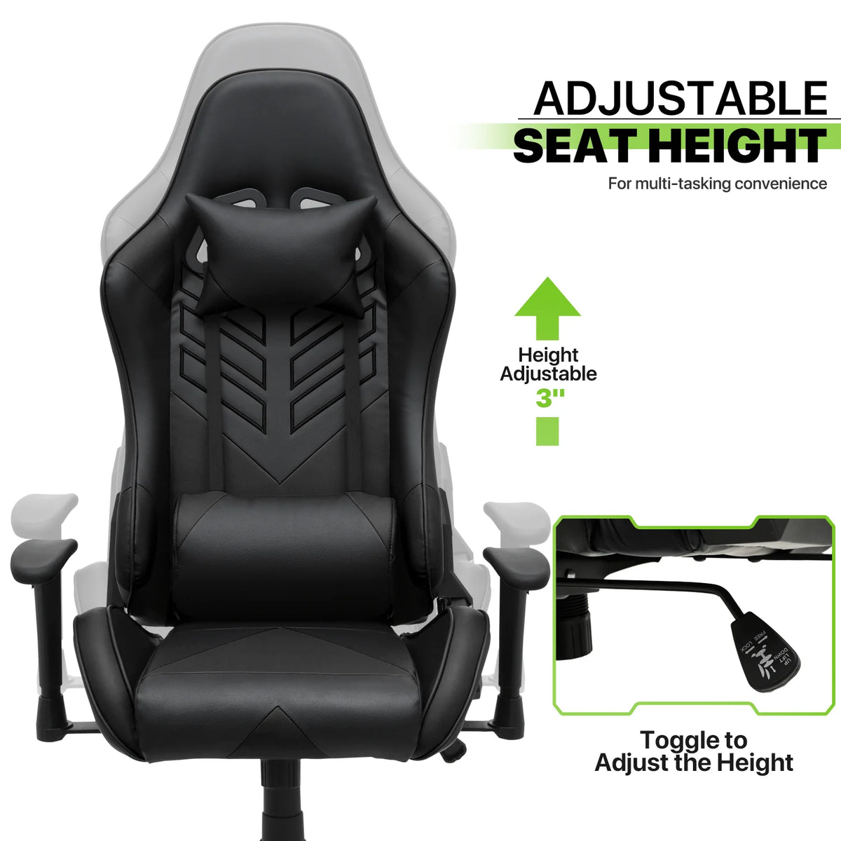 Magshion Ergonomic Gaming Chair, Comfortable Gaming Chair, Computer Chair Leather Desk Chair Adjustable Swivel Gaming Office Chair, Blue
