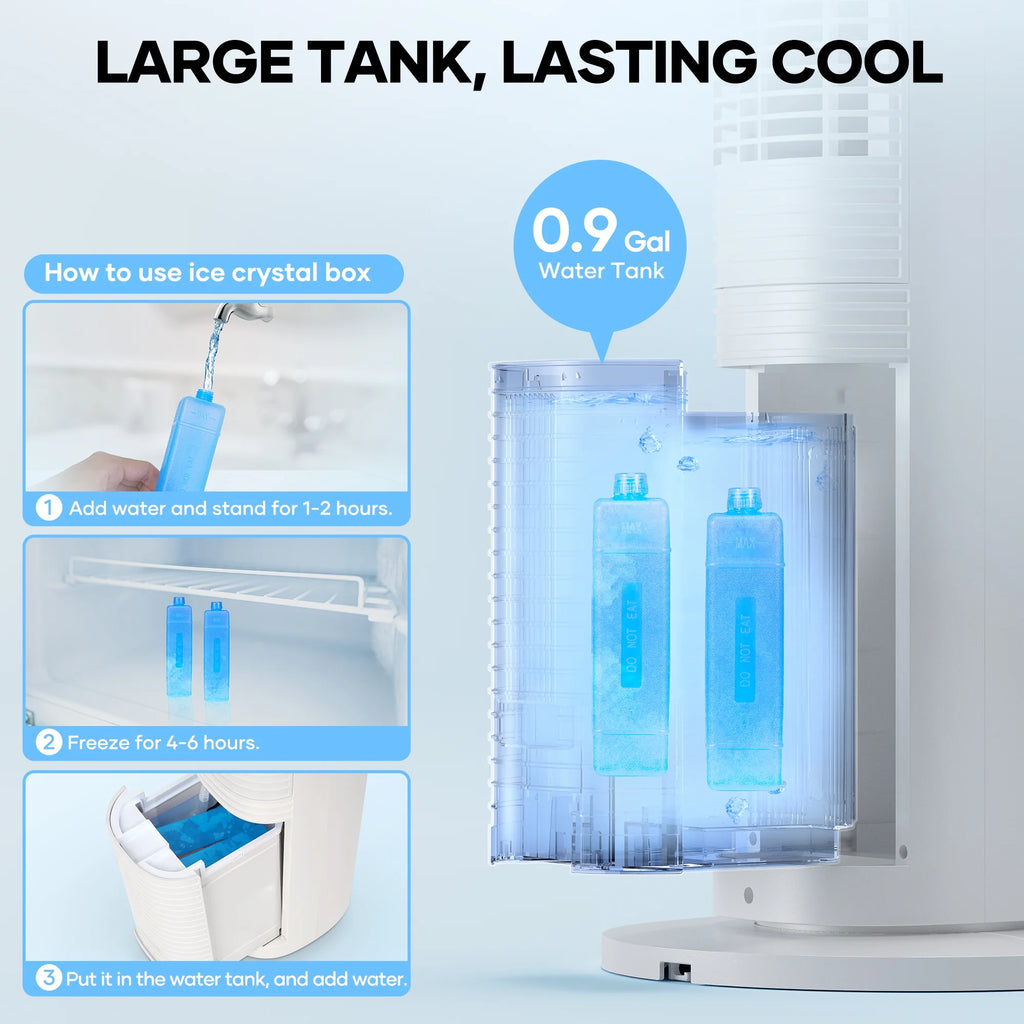 MaxKare 40" Evaporative Air Cooler, 3 Modes, 12H Timers, Oscillating Tower Fan White