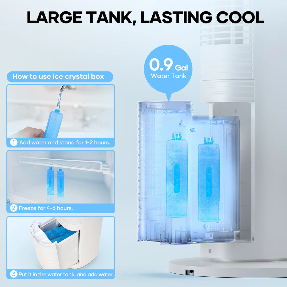 MaxKare 40" Evaporative Air Cooler, 3 Modes, 12H Timers, Oscillating Tower Fan White