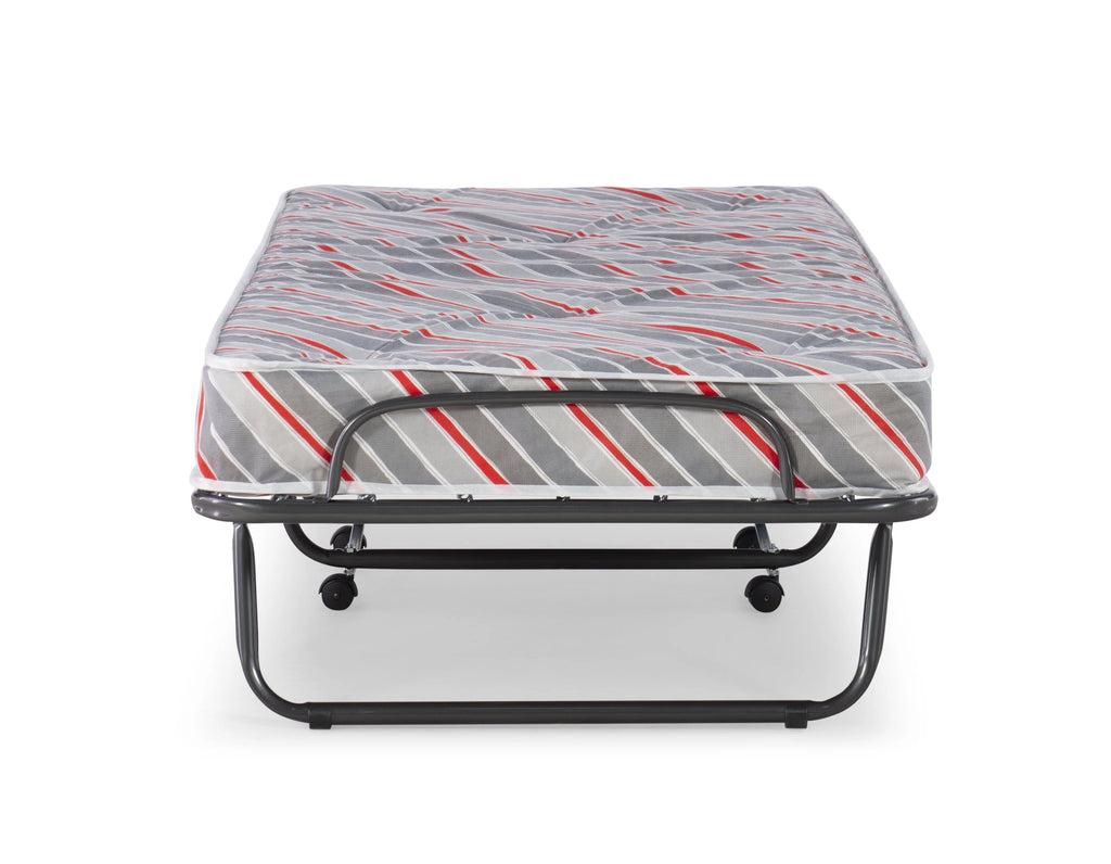 Linon Torino Folding Rollaway Guest Bed with 4" Innerspring Mattress, Cot