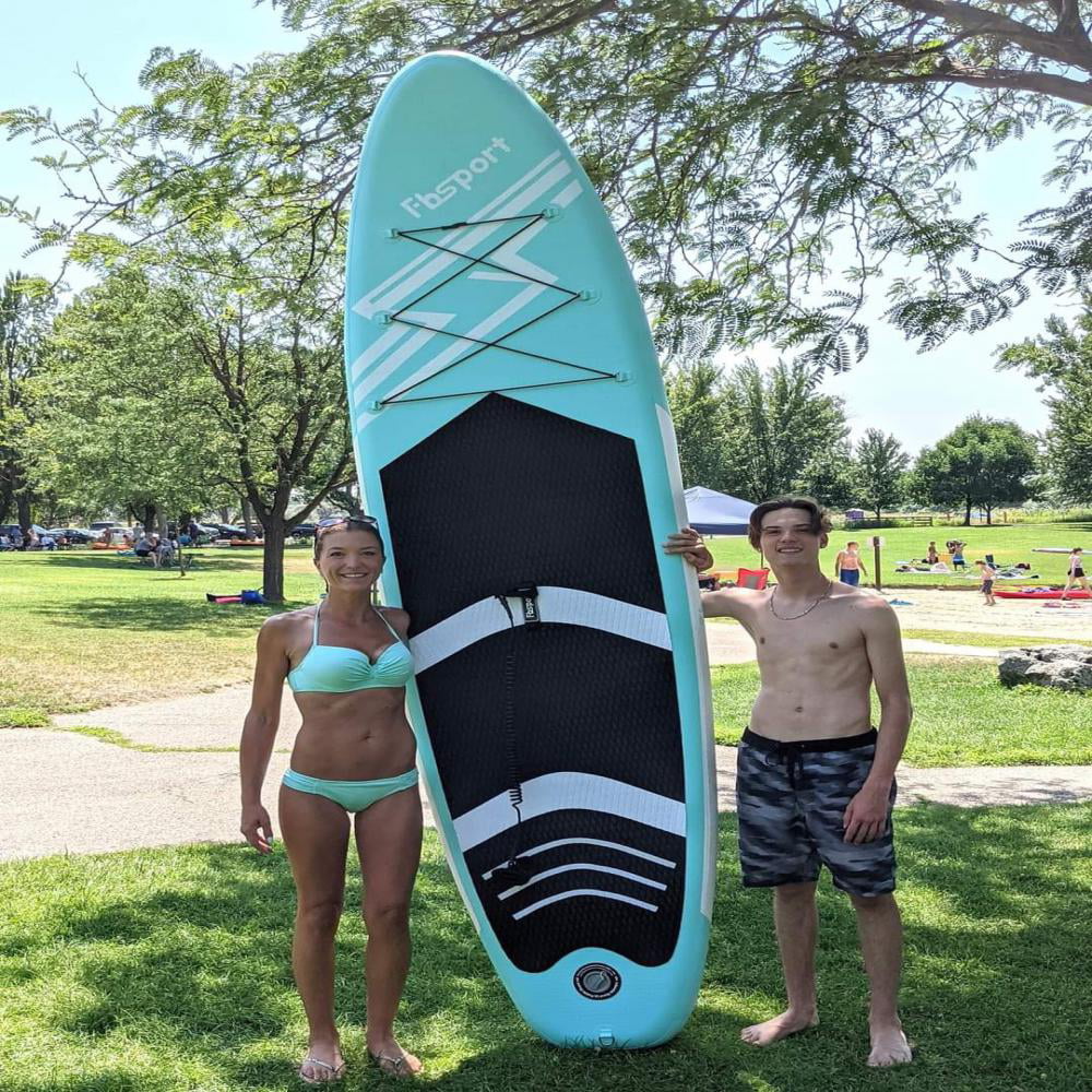 Fbsport 11ft Inflatable Paddle Board SUP, 6'' Thick W/Paddling Fins Pump & Accessories Pack, Lake Blue