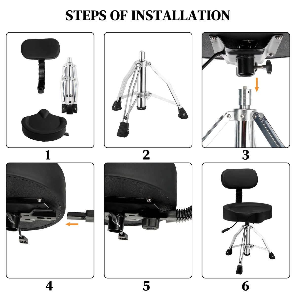 Ktaxon Adjustable Drum Throne with Backrest, 360 Rotating Hydraulic Seat, Thick Cushion for Home, Classroom, and Concert Use, Black